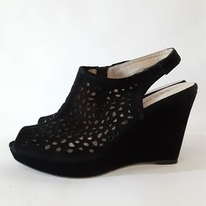 Sacha London Lazer cut Black suede sling back